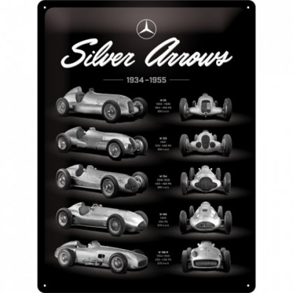Placa metalica - Mercedes-Benz Silver Arrows Chart - 30x40 cm